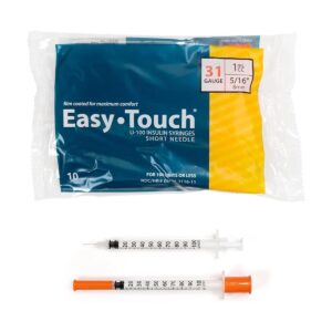 Easy-Touch U-100 31ga 8mm 10 Pack Insulin Syringe